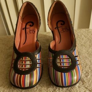 John Fluevog "Ruby" Multi-Color Wedge 6.5